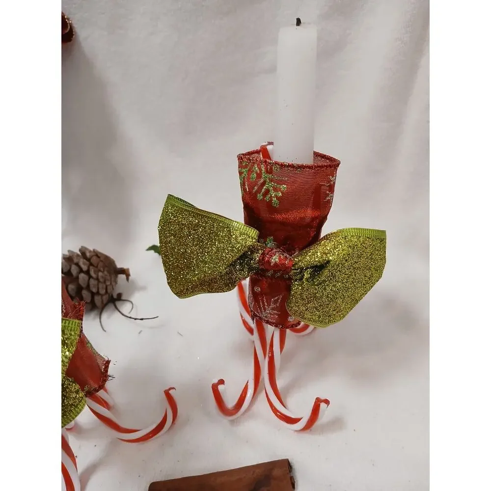 VNTG Christmas Decor Accessories Rose Pine cones Ribbons‎ Candycane Candles Nuts